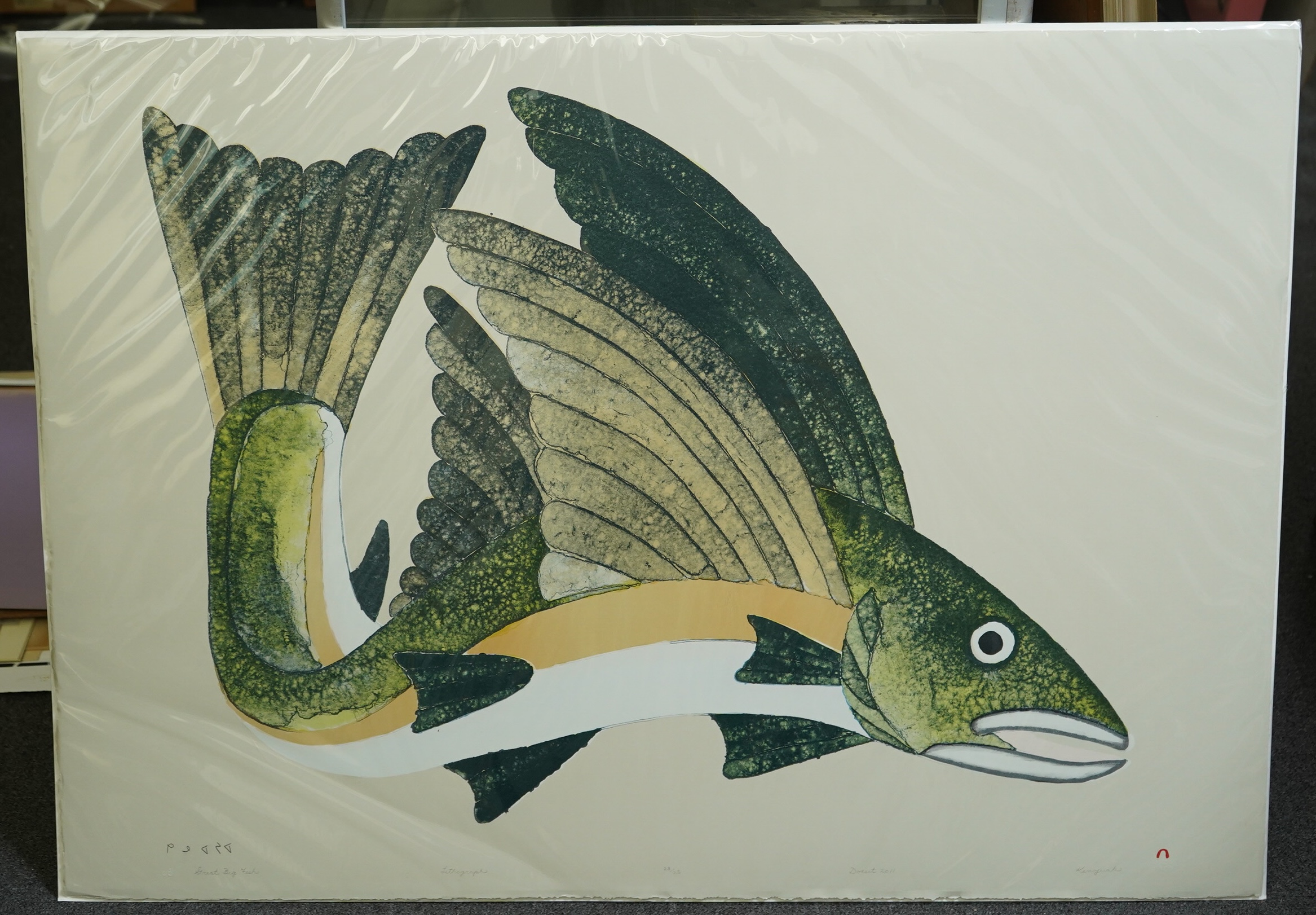 Kenojuak Ashevak CC, RCA (1927-2013), 'Great Big Fish', lithograph, 77 x 107cm